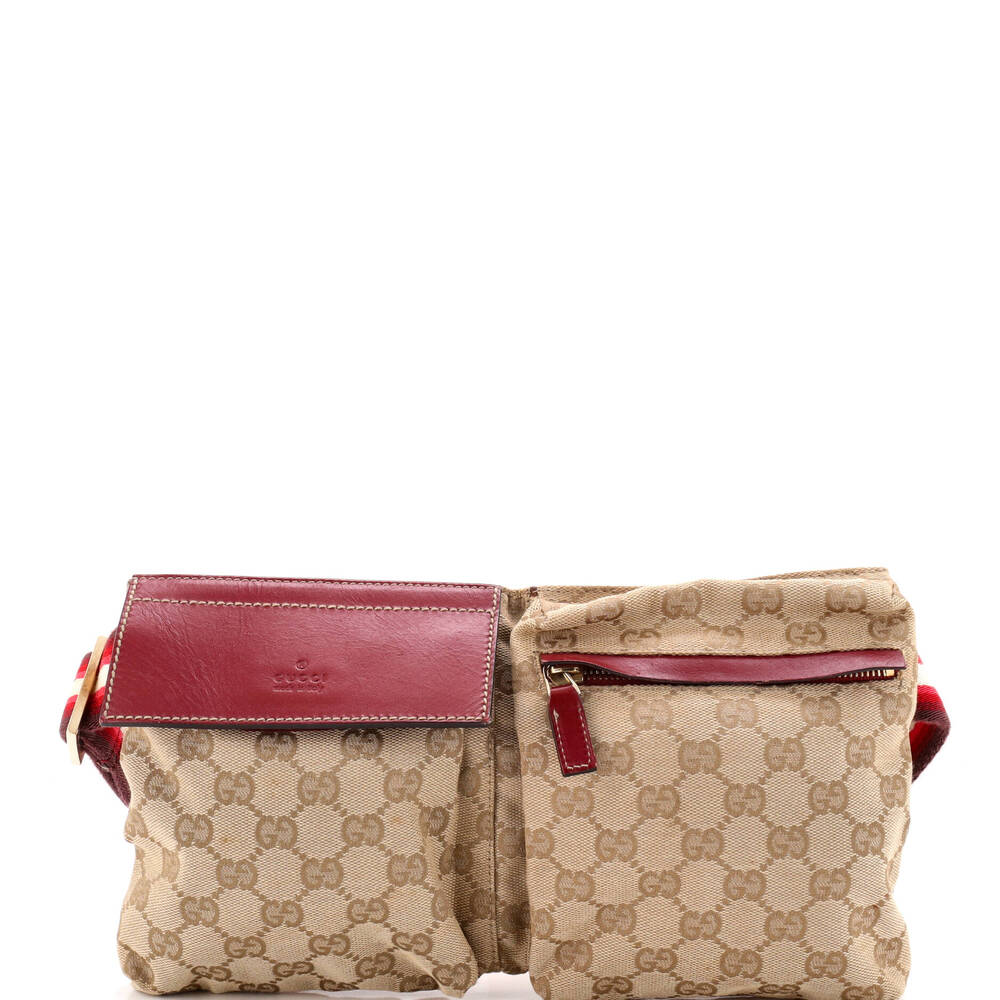 Gucci Vintage Double Belt Bag Gg Canvas #322271G89B